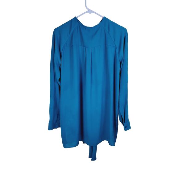 Atlein womens blue tie back long sleeved button up flowy tunic blouse size 4 - Picture 5 of 10